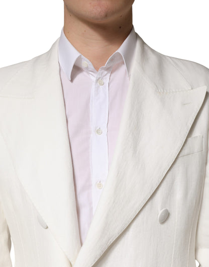 Manteau trench-coat blanc croisé pour homme Dolce &amp; Gabbana