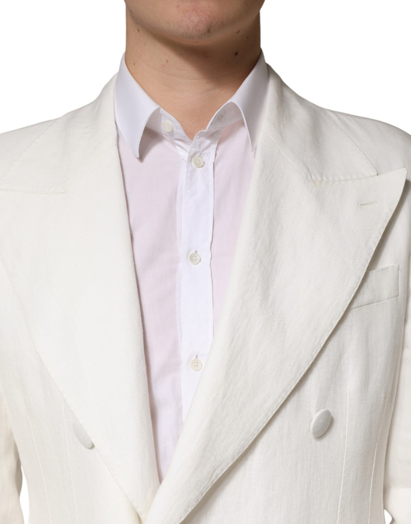 Manteau trench-coat blanc croisé pour homme Dolce &amp; Gabbana