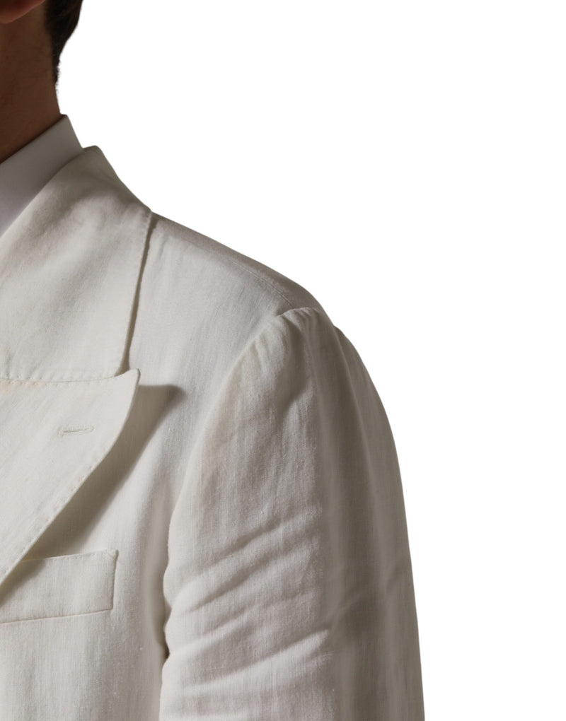 Manteau trench-coat blanc croisé pour homme Dolce &amp; Gabbana