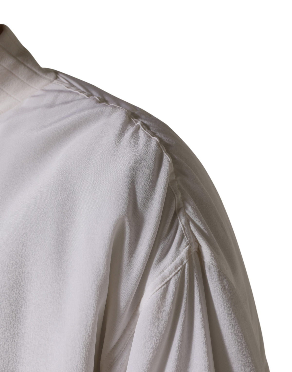 Dolce &amp; Gabbana Veste bomber blanche en soie à fermeture éclair intégrale