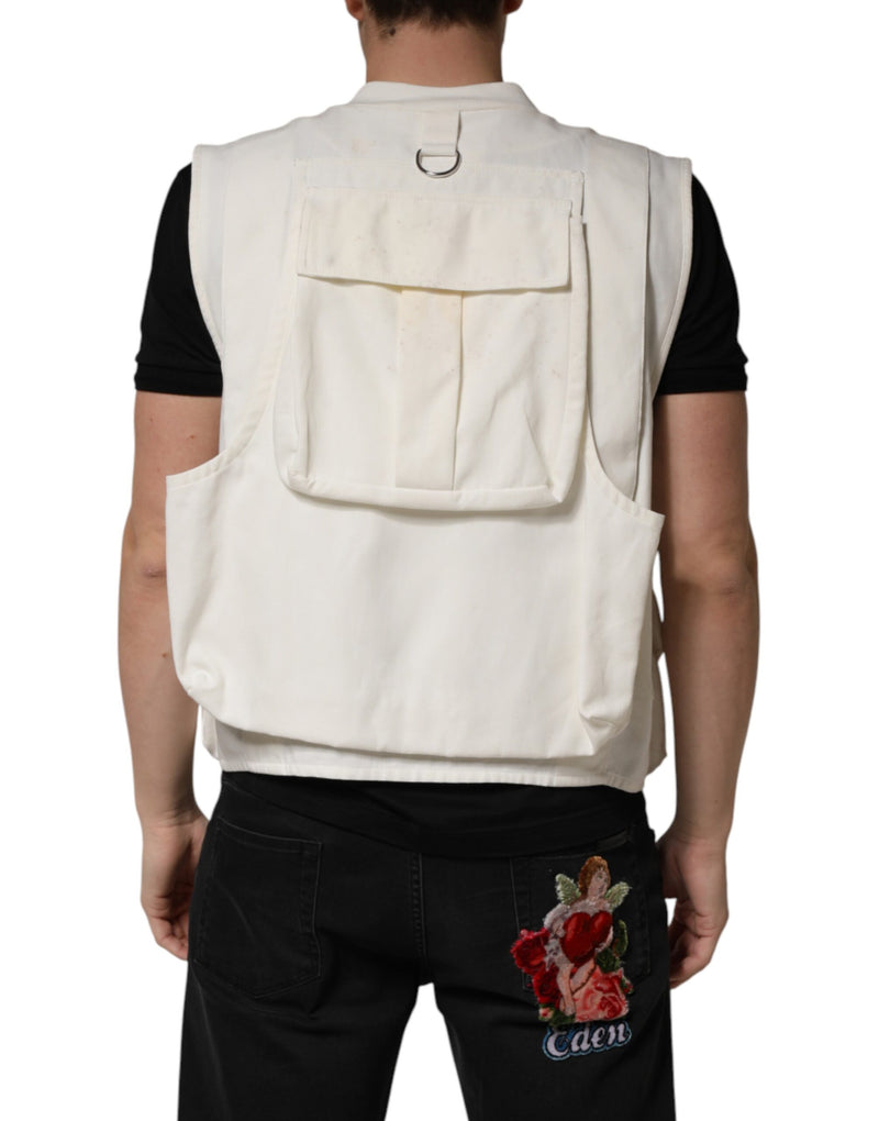 Dolce &amp; Gabbana Veste cargo sans manches en coton blanc pour homme