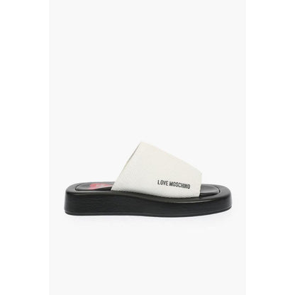 Moschino Black And White Leather Slides