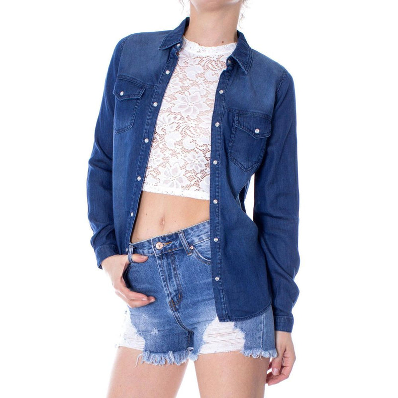 Vila Clothes Chemise en Denim Bleu pour Femmes