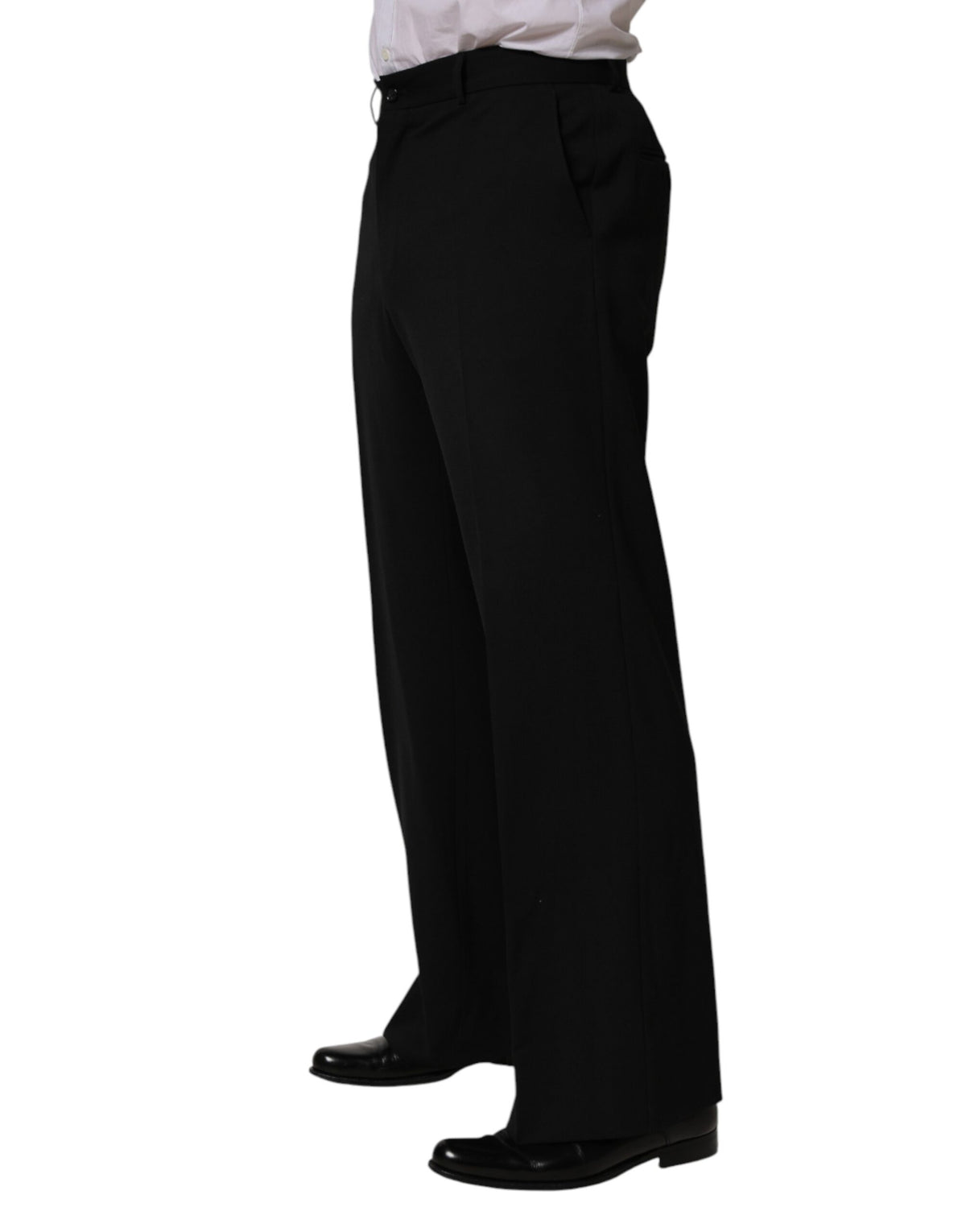 Pantalon habillé droit en laine noire Dolce &amp; Gabbana