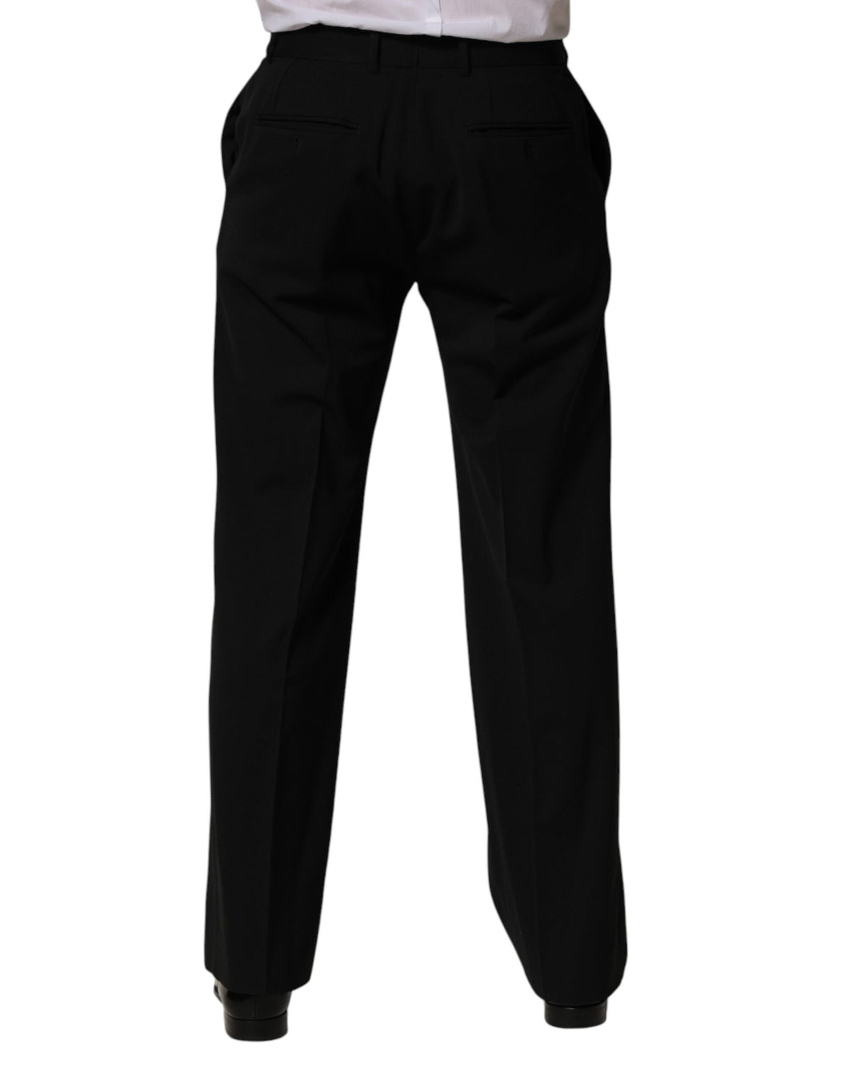 Pantalon habillé droit en laine noire Dolce &amp; Gabbana