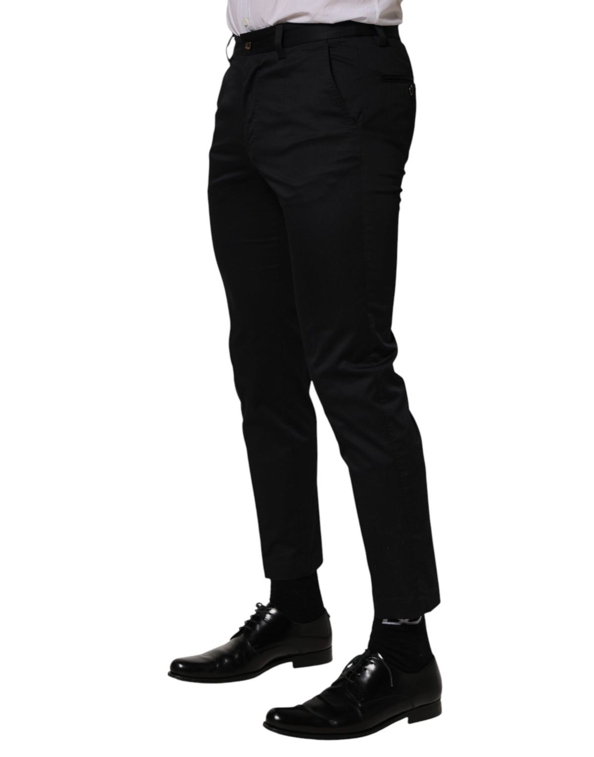 Pantalon taille basse en coton bleu foncé Dolce &amp; Gabbana