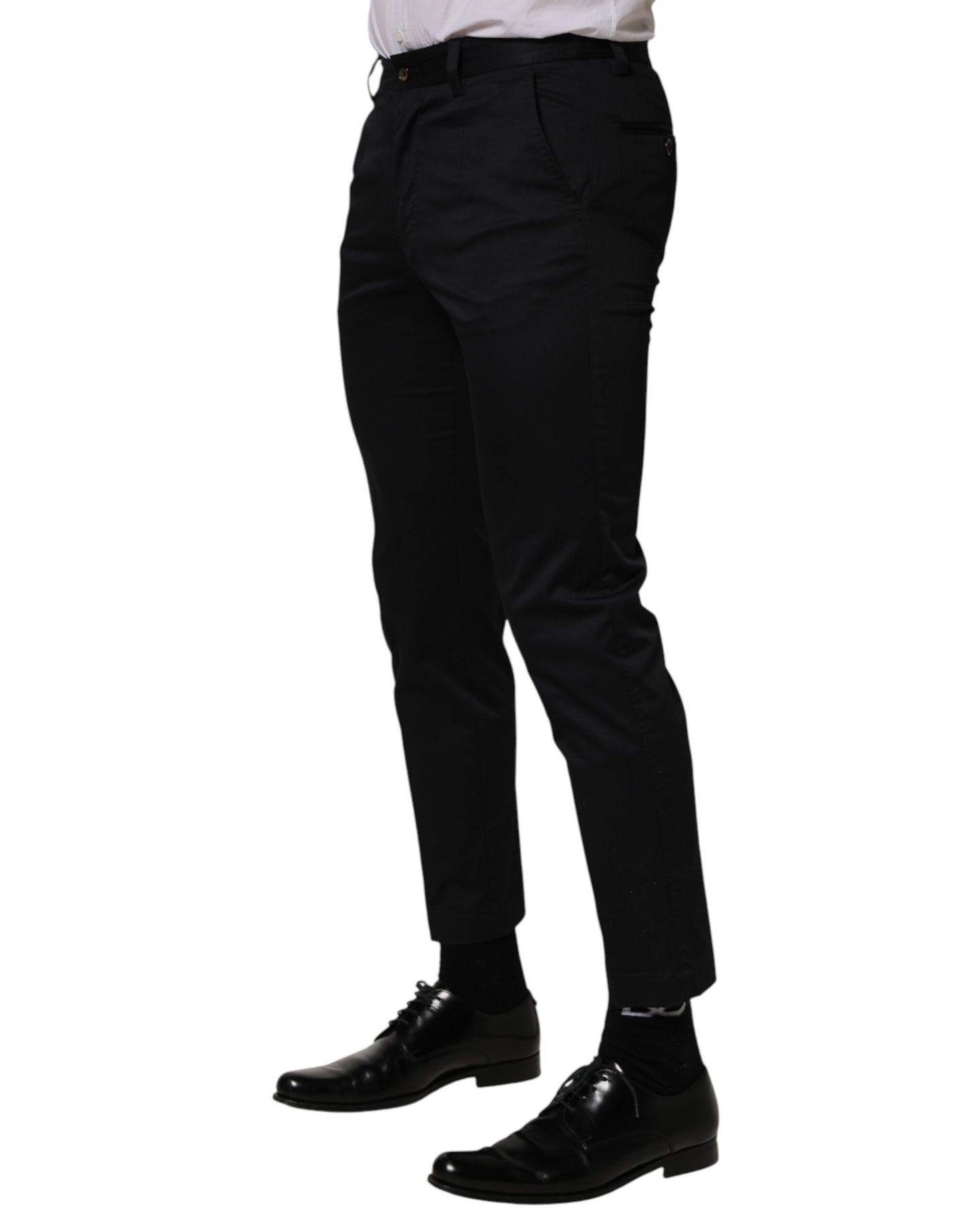 Pantalon taille basse en coton bleu foncé Dolce &amp; Gabbana