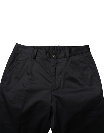 Pantalon taille basse en coton bleu foncé Dolce &amp; Gabbana