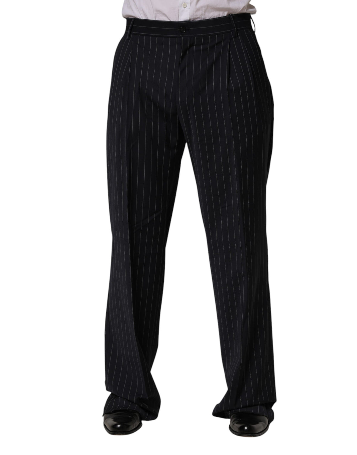 Pantalon habillé droit à rayures noires Dolce &amp; Gabbana
