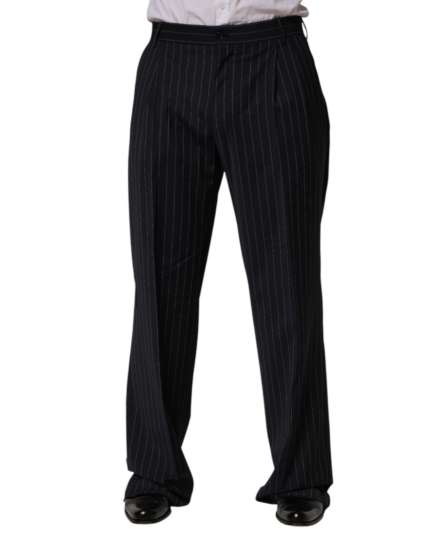 Pantalon habillé droit à rayures noires Dolce &amp; Gabbana