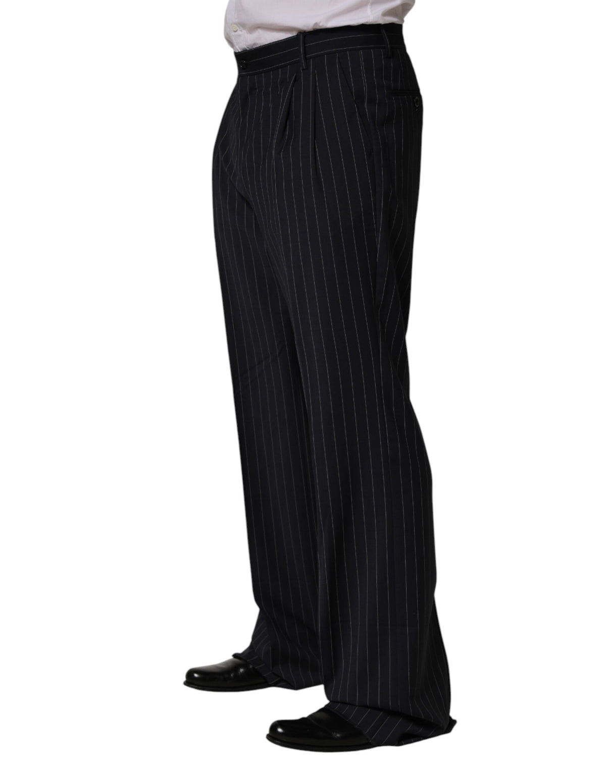 Pantalon habillé droit à rayures noires Dolce &amp; Gabbana