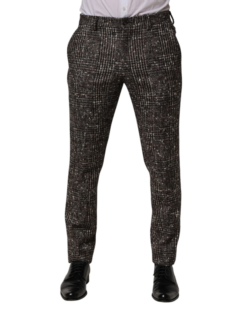 Dolce & Gabbana Bruine wollen geruite Skinny pantalon