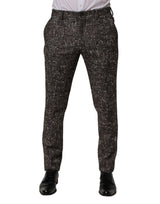 Pantalon taille basse à carreaux en laine marron Dolce &amp; Gabbana
