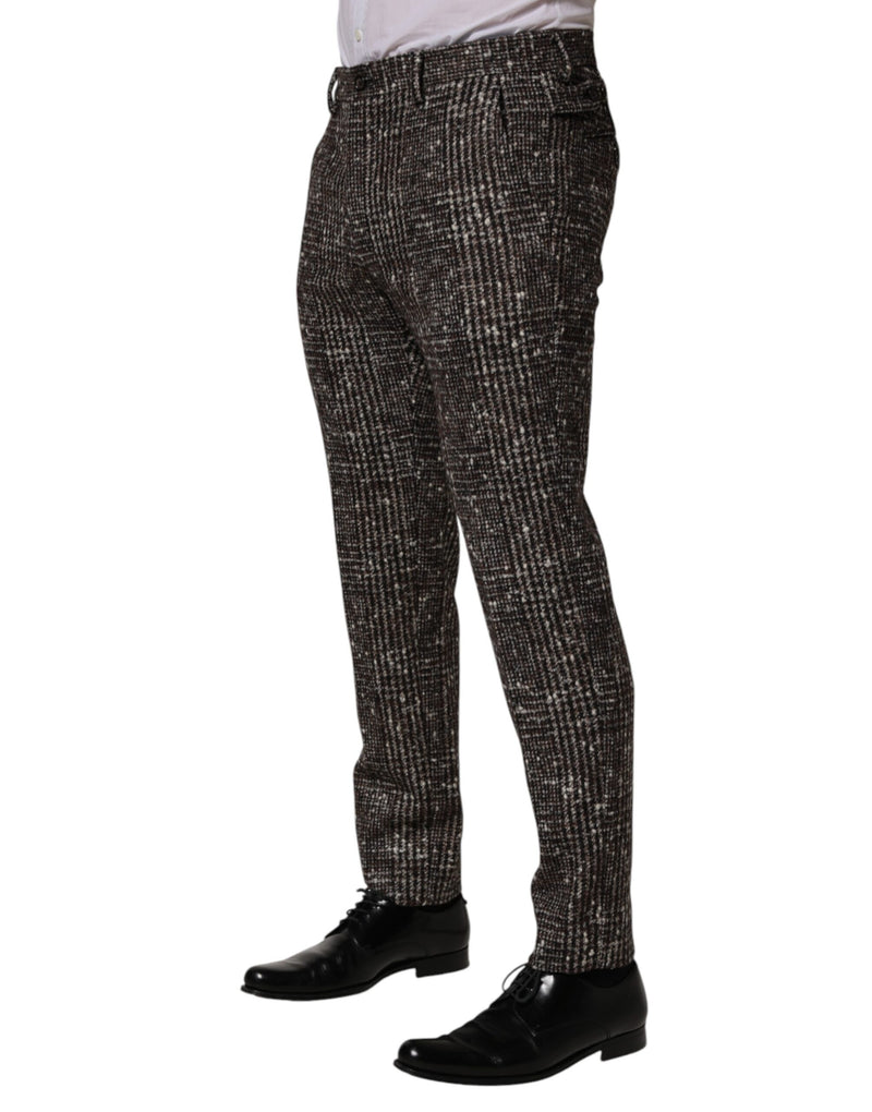Dolce & Gabbana Bruine wollen geruite Skinny pantalon