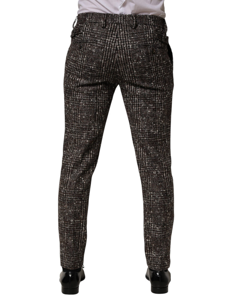 Dolce & Gabbana Bruine wollen geruite Skinny pantalon