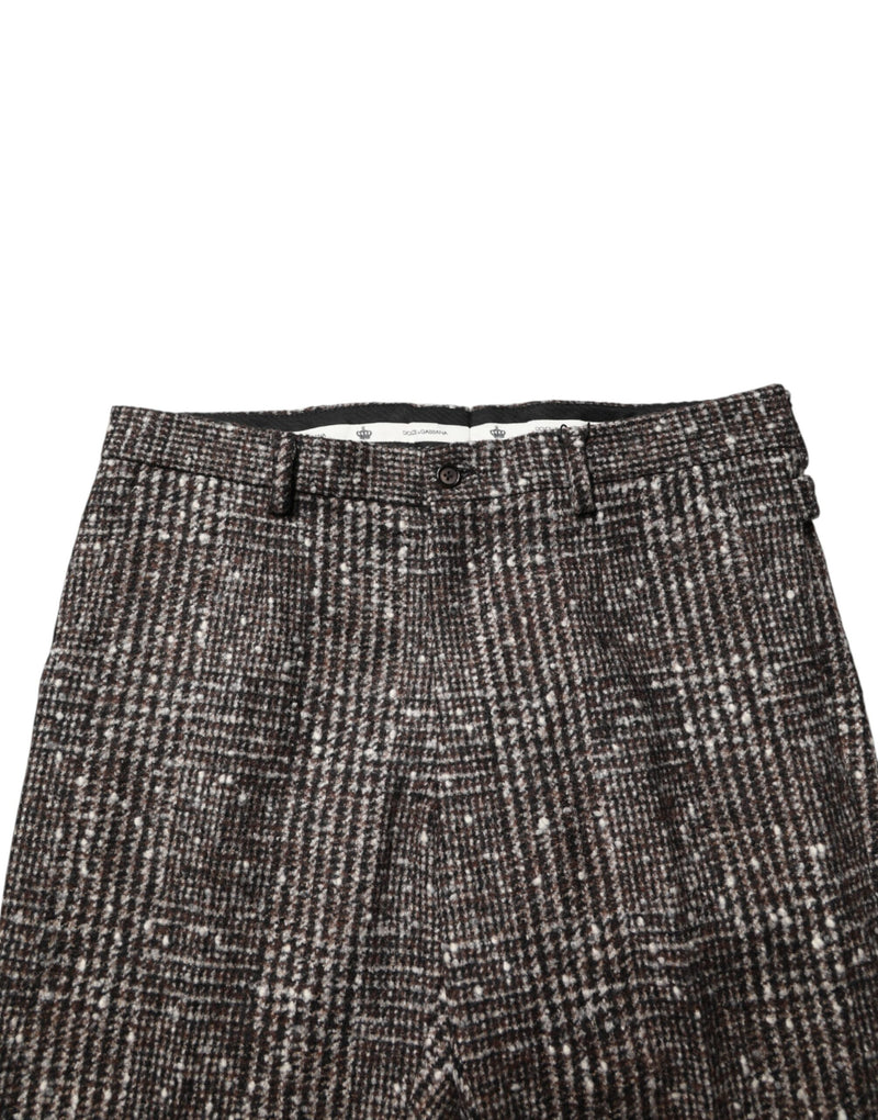 Dolce & Gabbana Bruine wollen geruite Skinny pantalon
