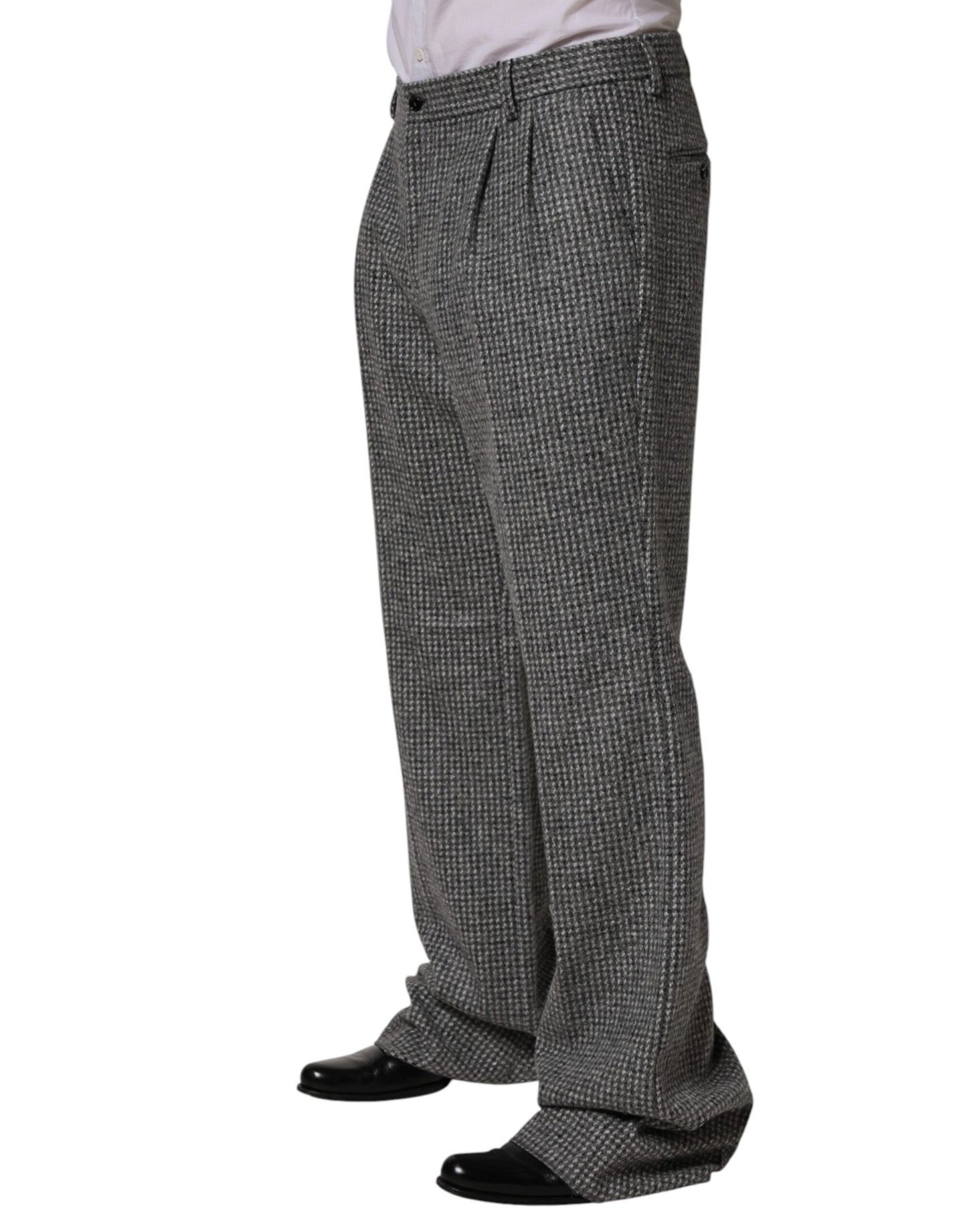Pantalon droit gris à motif pied-de-poule Dolce &amp; Gabbana