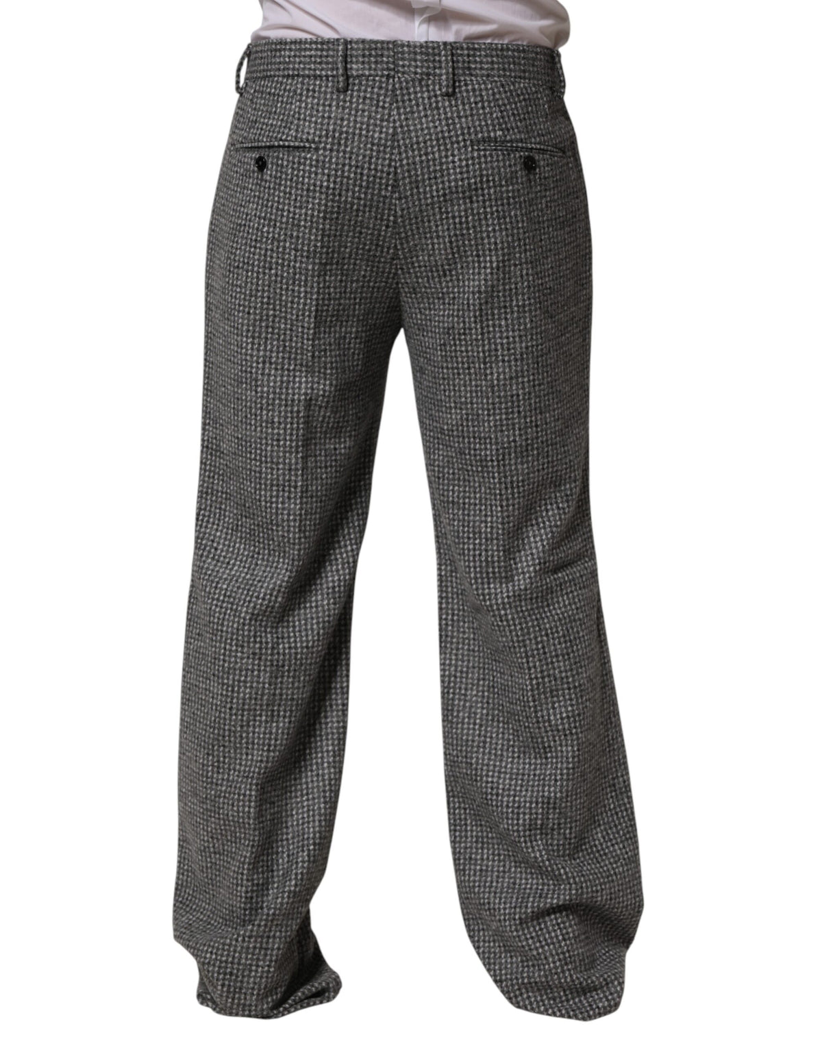Pantalon droit gris à motif pied-de-poule Dolce &amp; Gabbana
