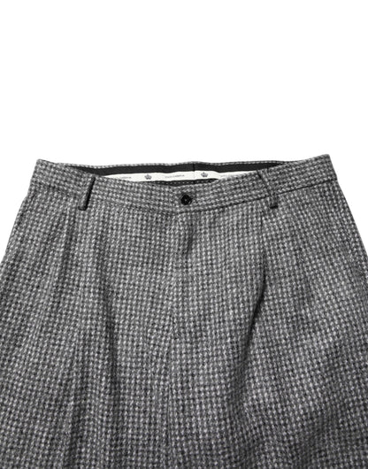 Pantalon droit gris à motif pied-de-poule Dolce &amp; Gabbana