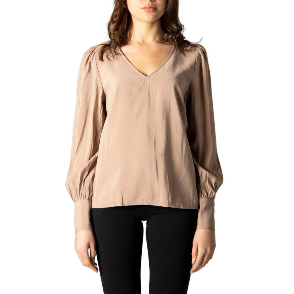 Vila Clothes Beige Silk Blouse - Élégance et Confort pour Femmes