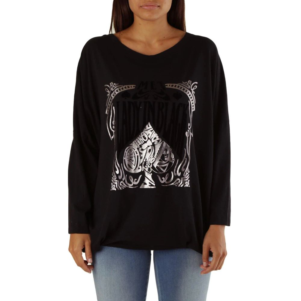 T-Shirt en Viscose Noir Met pour Femmes