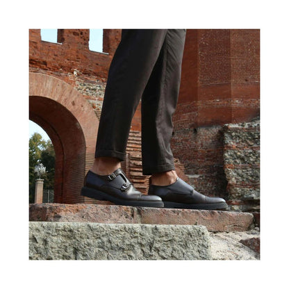 Duca di Morrone Black Leather Oxfords And Derbies