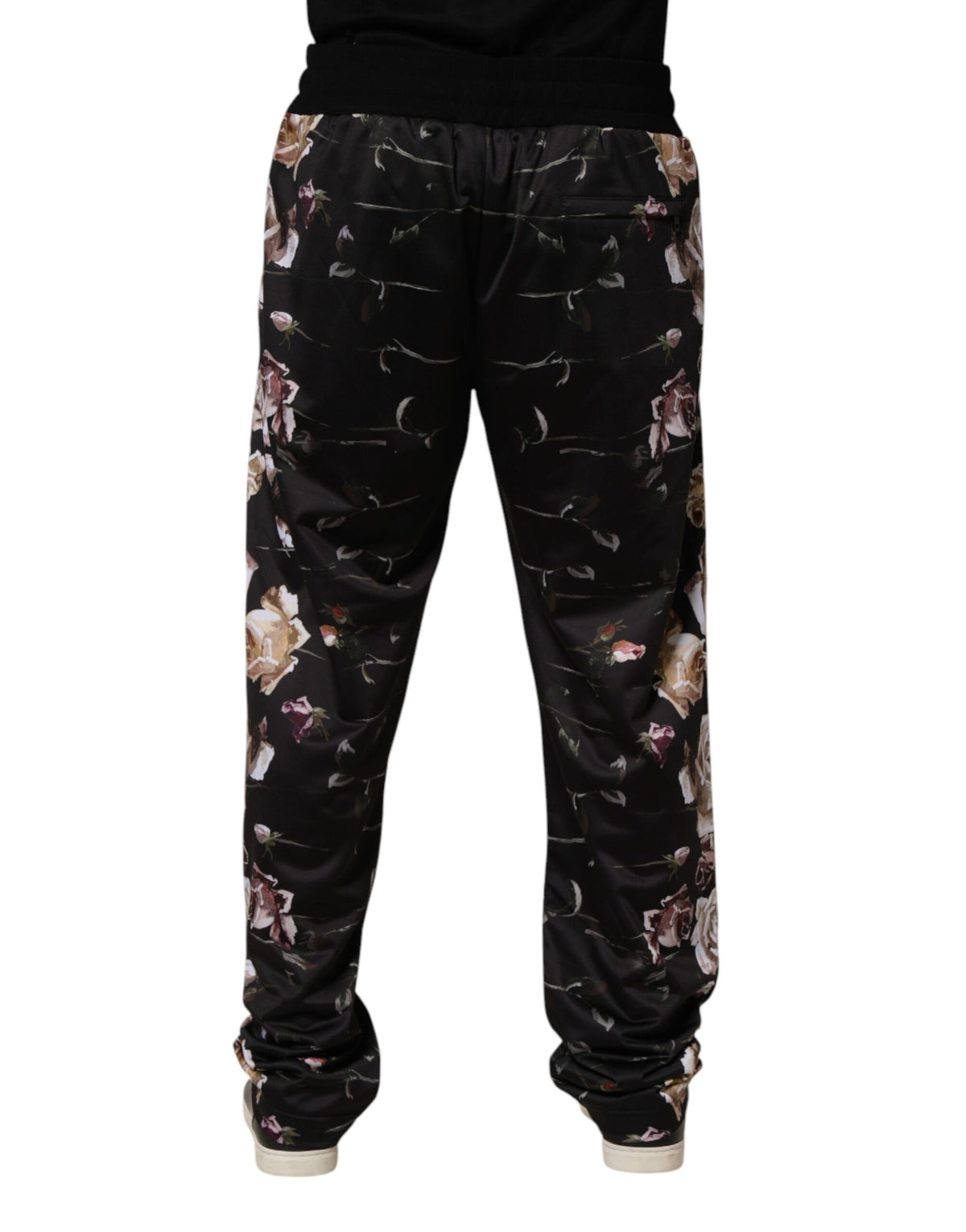 Pantalon chino Dolce &amp; Gabbana noir à fleurs, coupe droite