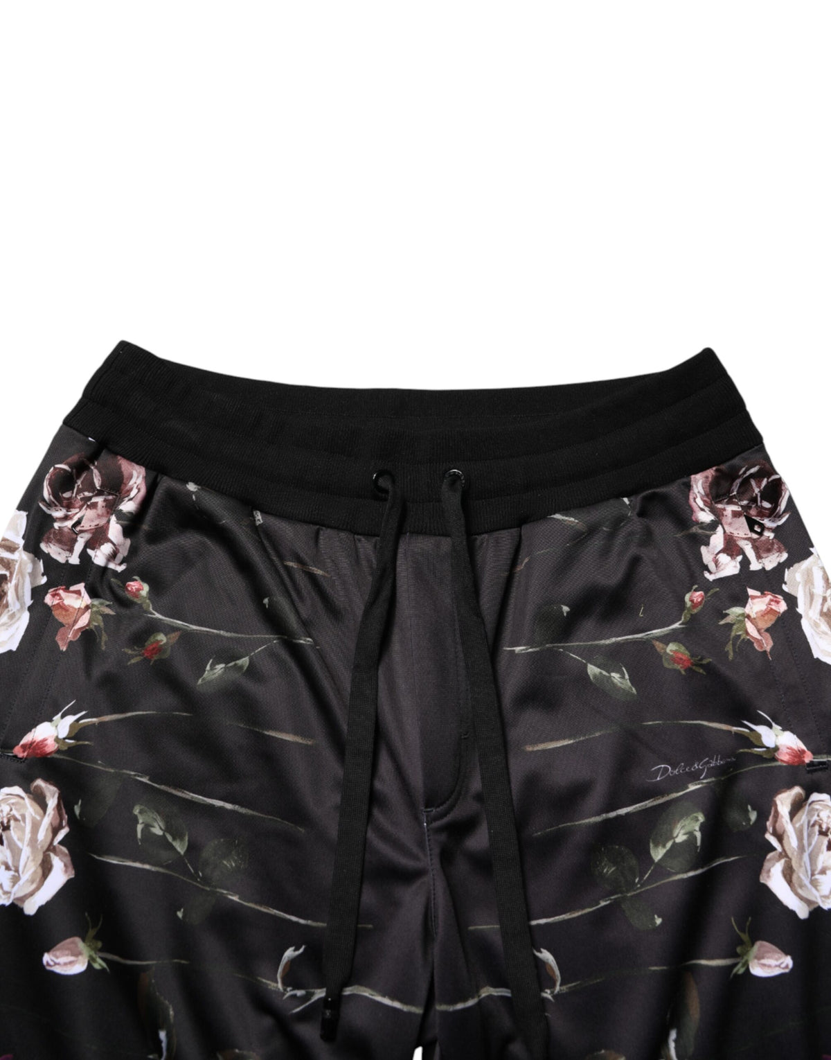 Pantalon chino Dolce &amp; Gabbana noir à fleurs, coupe droite