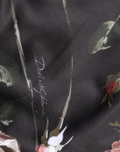 Pantalon chino Dolce &amp; Gabbana noir à fleurs, coupe droite