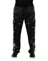Pantalon chino Dolce &amp; Gabbana noir à fleurs, coupe droite