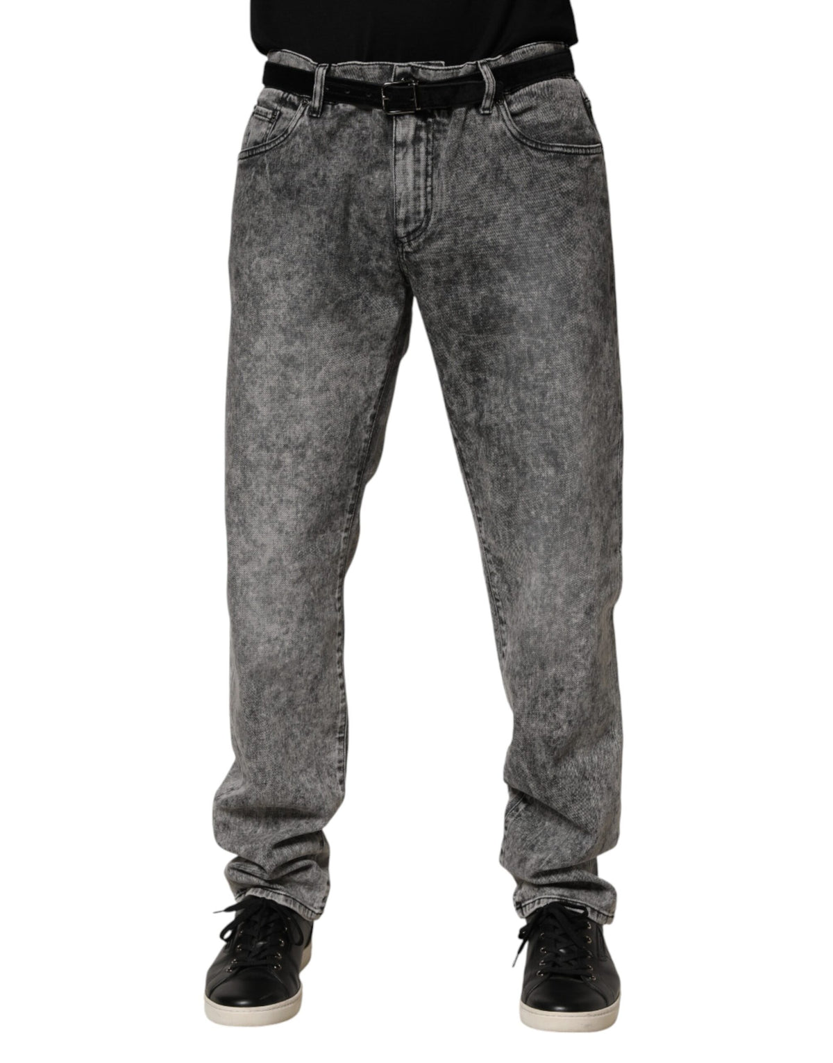 Jean Dolce &amp; Gabbana gris en coton à coupe droite