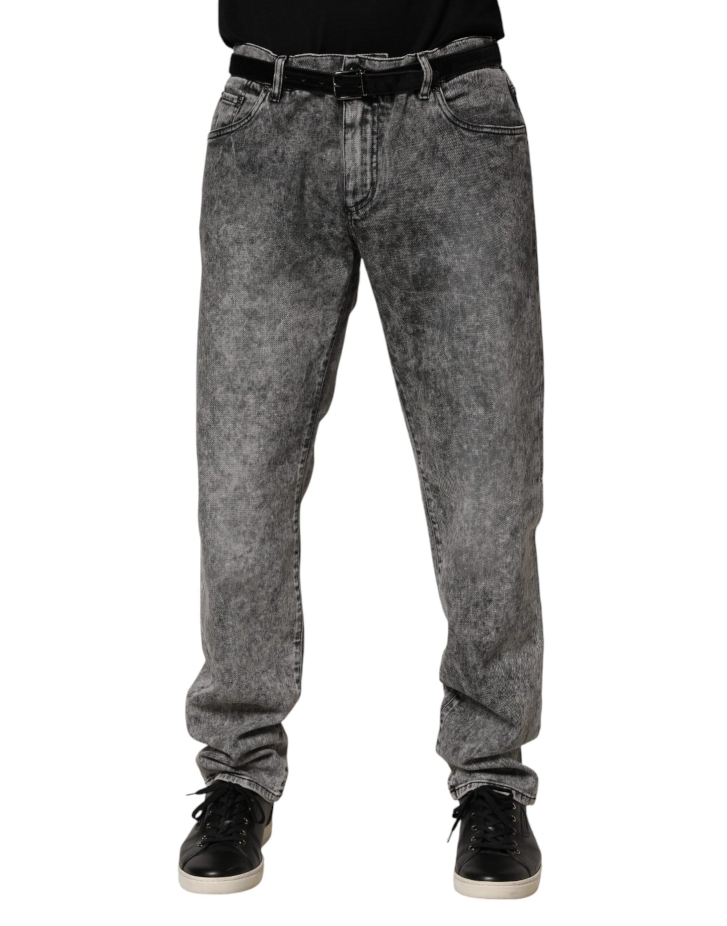 Jean Dolce &amp; Gabbana gris en coton à coupe droite