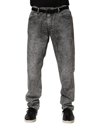 Jean Dolce &amp; Gabbana gris en coton à coupe droite