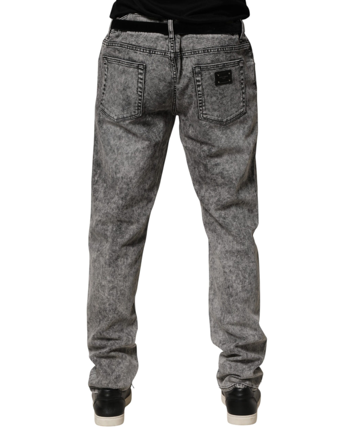 Jean Dolce &amp; Gabbana gris en coton à coupe droite