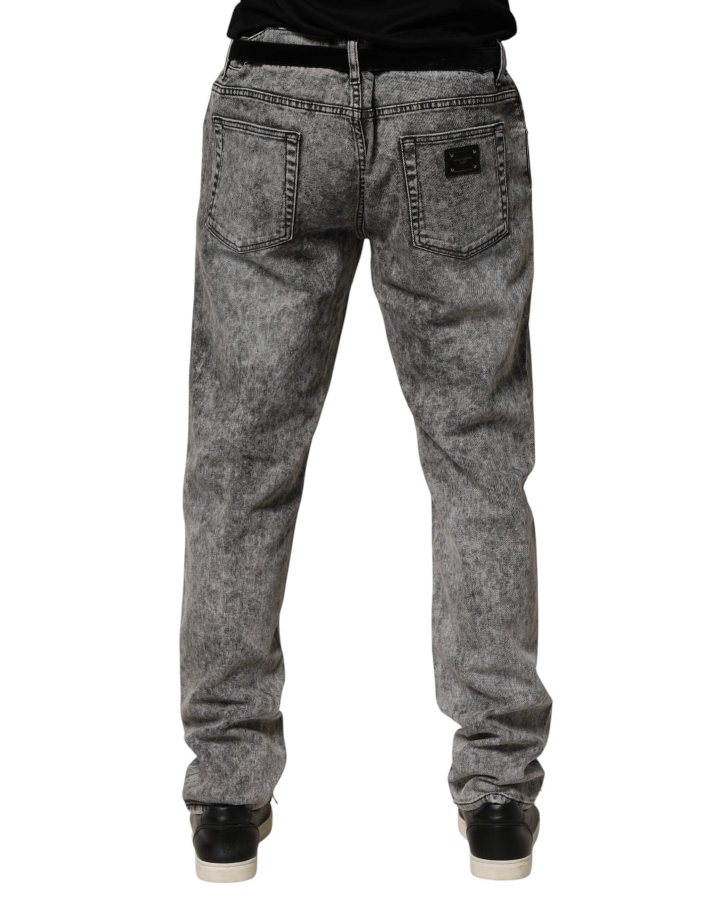 Jean Dolce &amp; Gabbana gris en coton à coupe droite