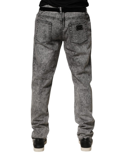Jean Dolce &amp; Gabbana gris en coton à coupe droite