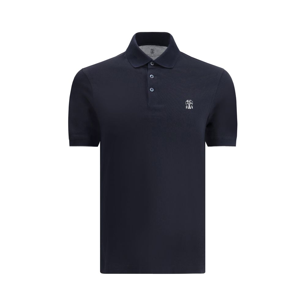 Brunello Cucinelli blauw katoenen poloshirt