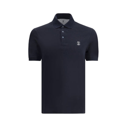 Brunello Cucinelli blauw katoenen poloshirt