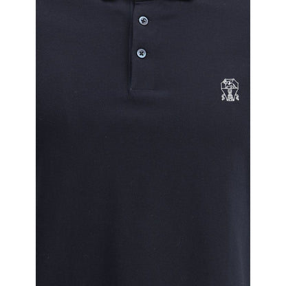 Brunello Cucinelli blauw katoenen poloshirt