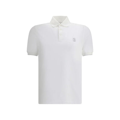 Brunello Cucinelli wit katoenen poloshirt