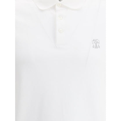 Brunello Cucinelli wit katoenen poloshirt