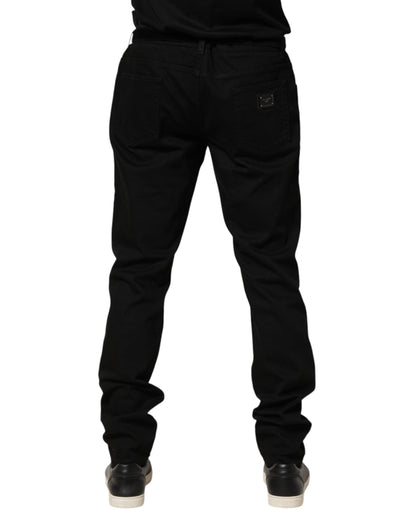 Jean skinny noir Dolce &amp; Gabbana à motif Sacré-Cœur pour homme
