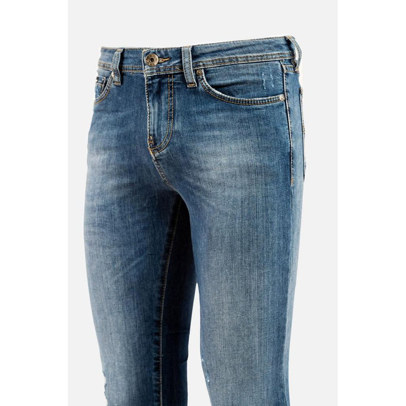 Gas Blue Cotton Slim Fit Jeans for Men