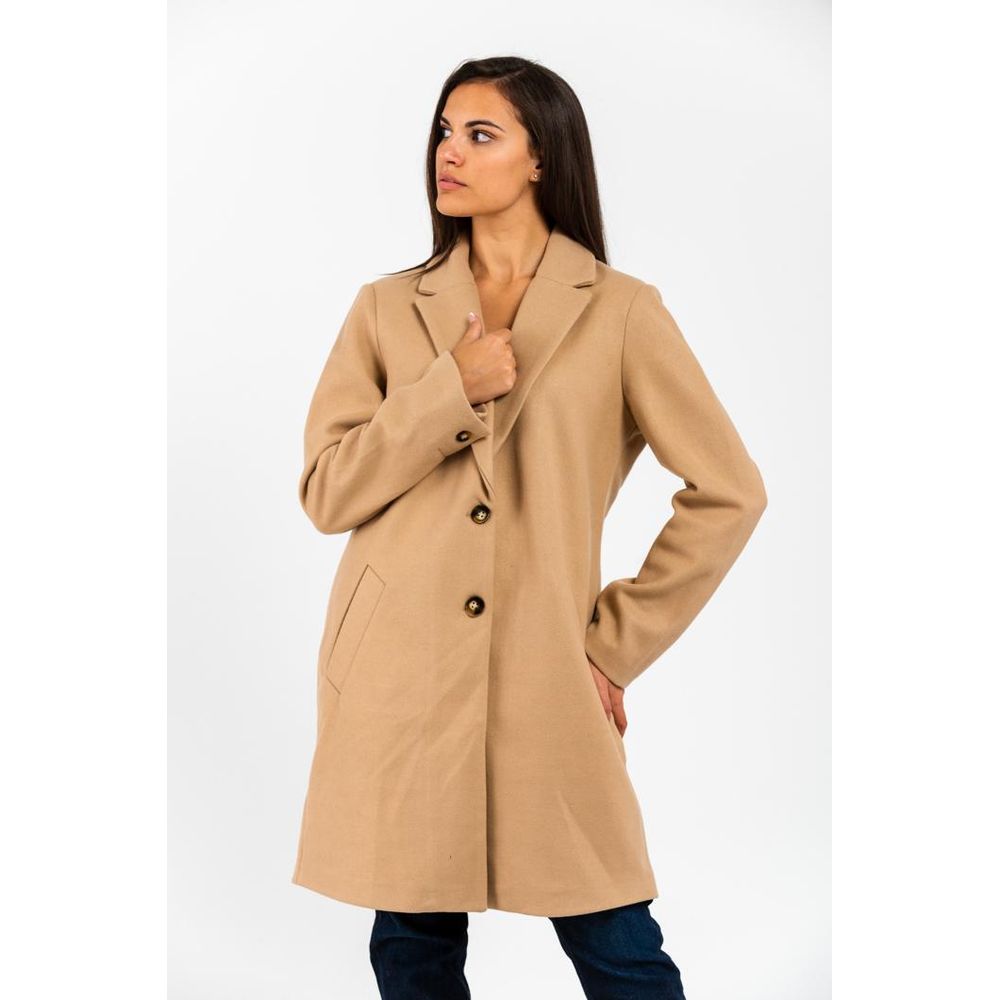 Gas Brown Marabou Coat - Chic Light Brown Wool Blend