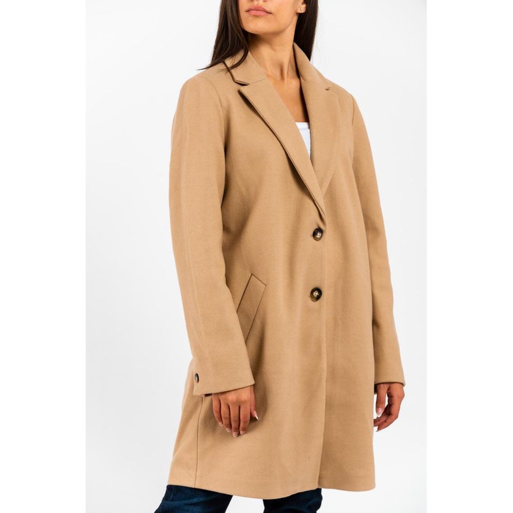 Gas Brown Marabou Coat - Chic Light Brown Wool Blend