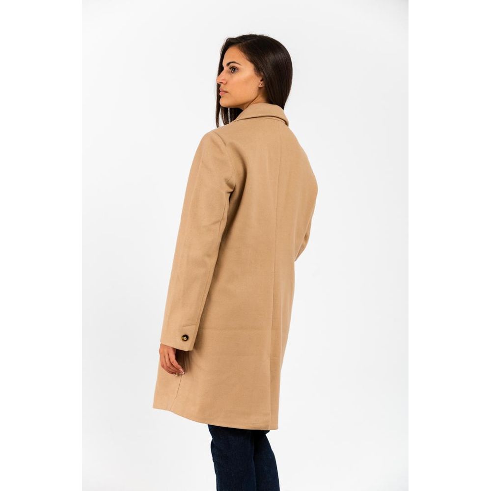 Gas Brown Marabou Coat - Chic Light Brown Wool Blend
