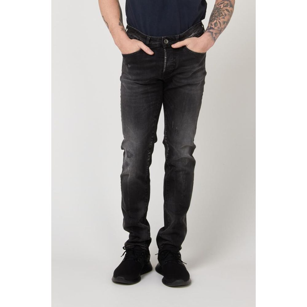 Gas Black Cotton Slim Fit Jeans for Men