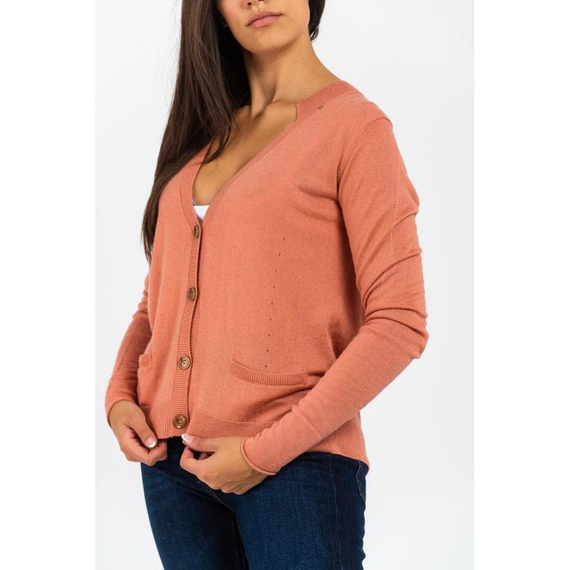Cardigan en Viscose Rose Poudré Gas pour Femmes