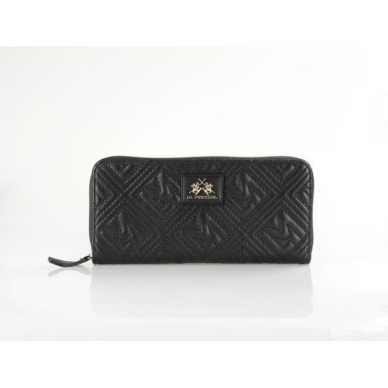 La Martina Black Polyurethane Wallet - Sophisticated Accessory for Women