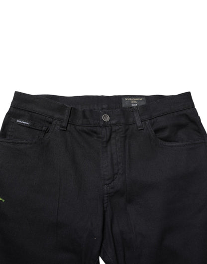 Jean skinny en coton noir à motifs floraux pour homme de Dolce &amp; Gabbana